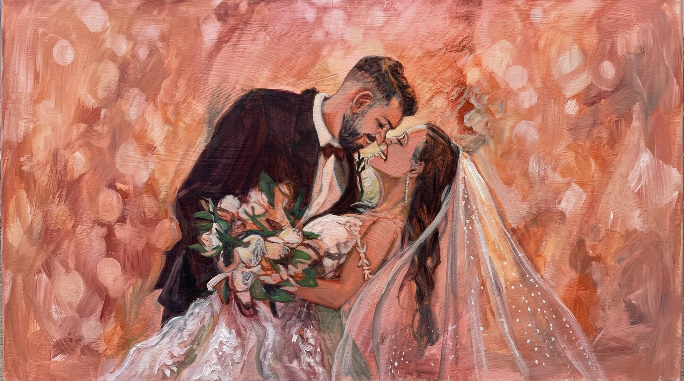 Wedding kiss painting